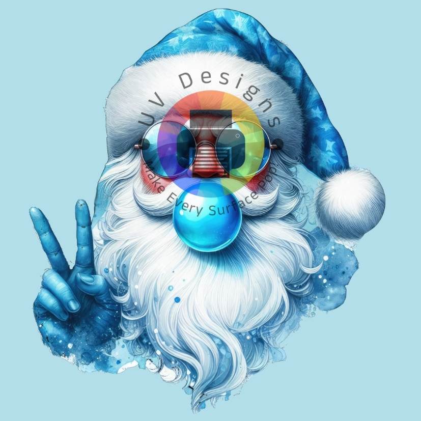 Blauwe kerstman met kauwgom