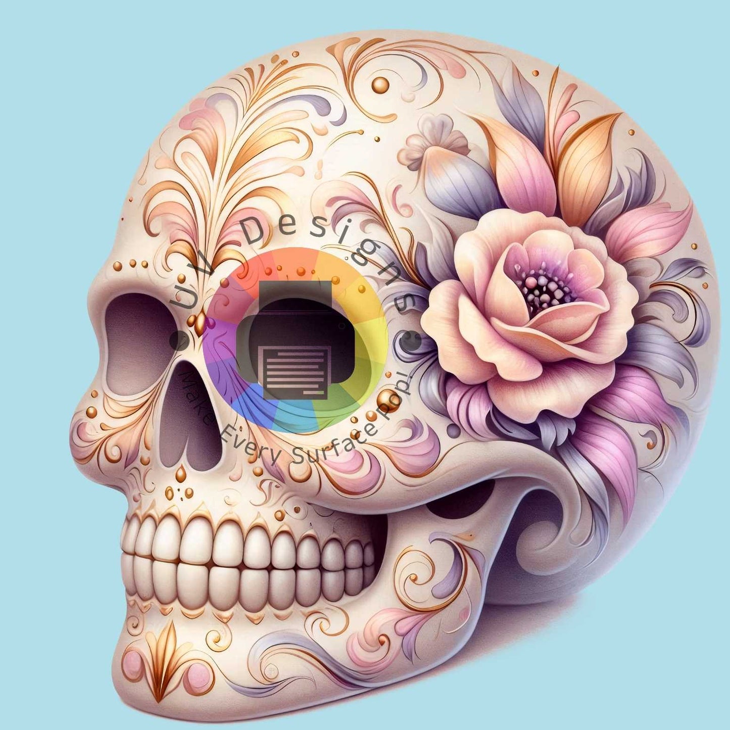 12 cm Skull bloemen nr 2