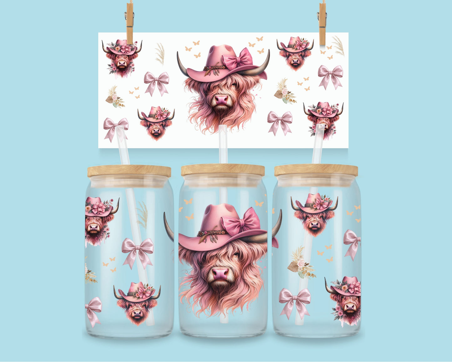 16oz Roze koe met hoed