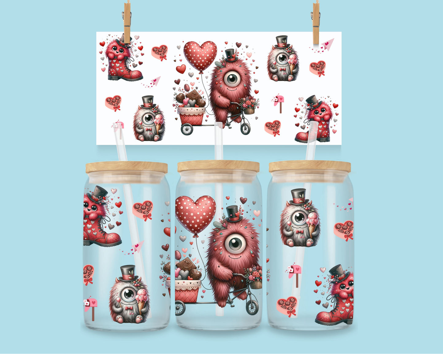 16oz Valentijn monsters wrap