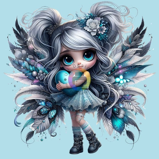 Butterfly girl with heart no. 2