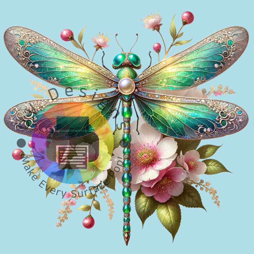 Dragonfly with flowers no 1