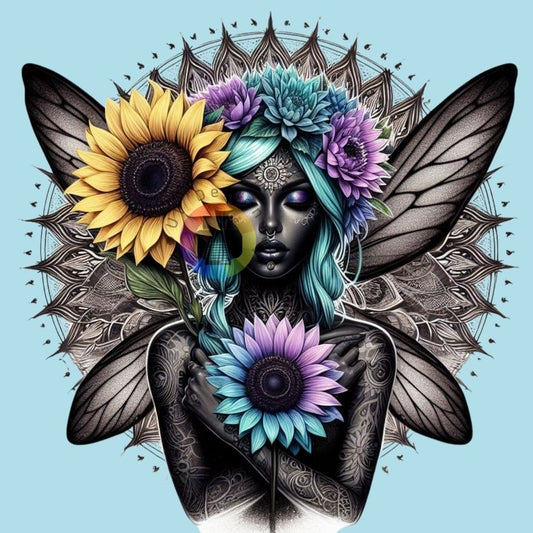 12 cm Dark fairy with pastel sunflower no. 1