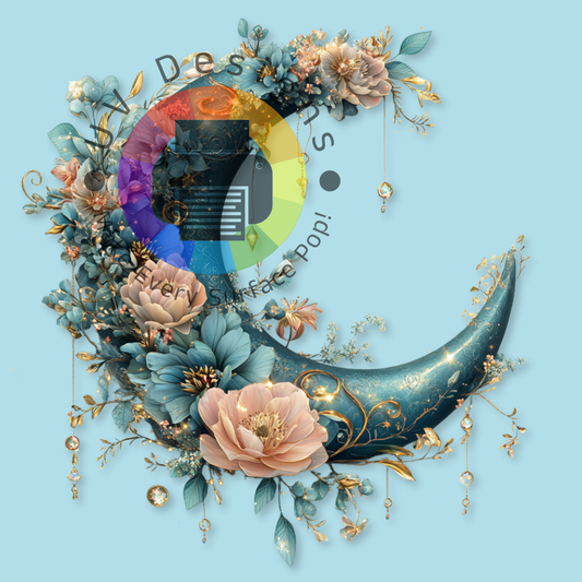 Fantasy halve maan met bloemen nr 3