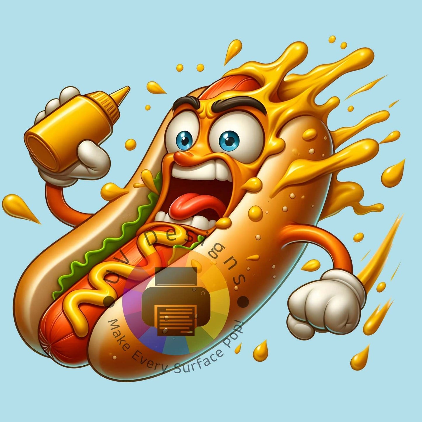 Gekke hotdog met mosterd