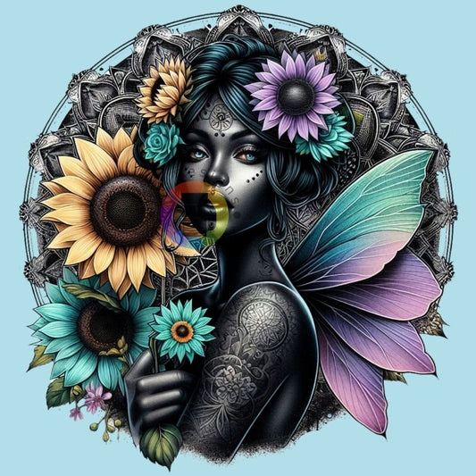 12 cm Dark fairy with pastel sunflower no. 2