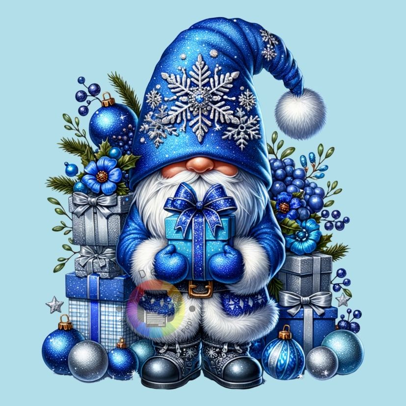 12 cm Blauwe kerst kabouter nr 7