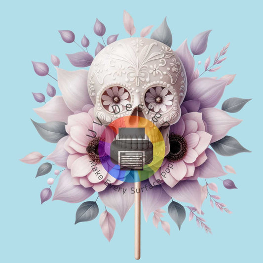 12 cm Lolly skull en bloemen
