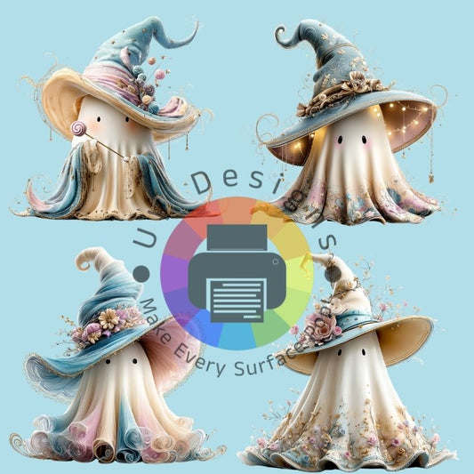 6 cm Spookjes met hoed en bloemen