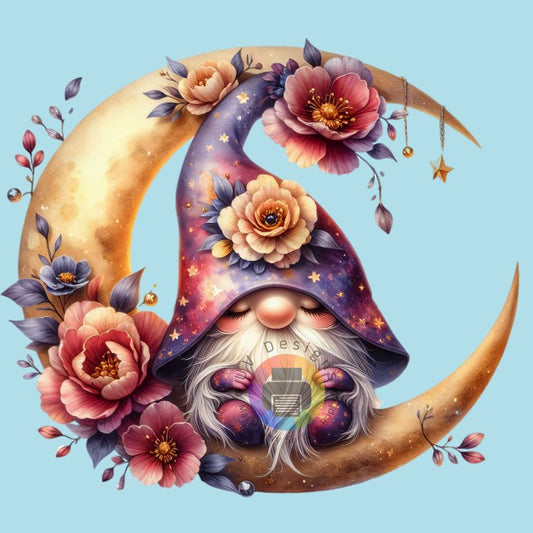 7 cm Bloemen kabouter op maan