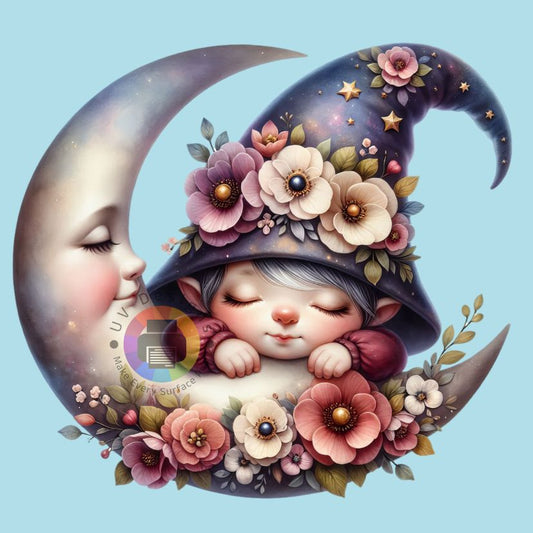 7 cm Slapend kabouter op maan