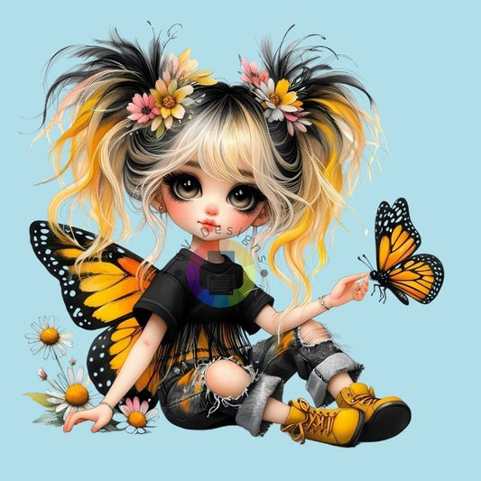 12 cm Yellow butterfly girl no. 3
