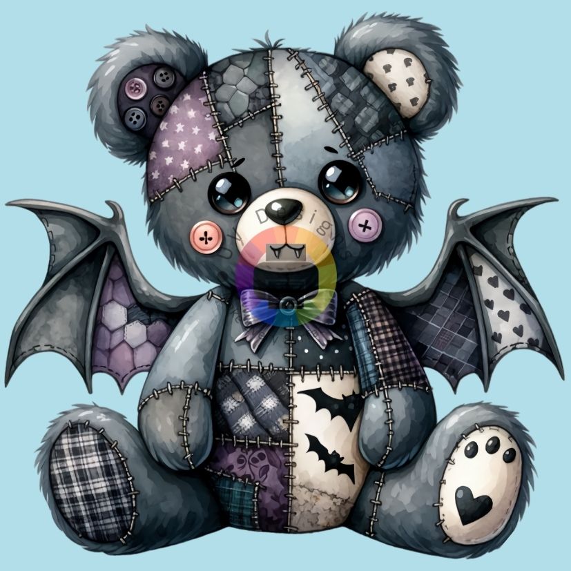 12 cm Grijze vampier gothic teddybeer
