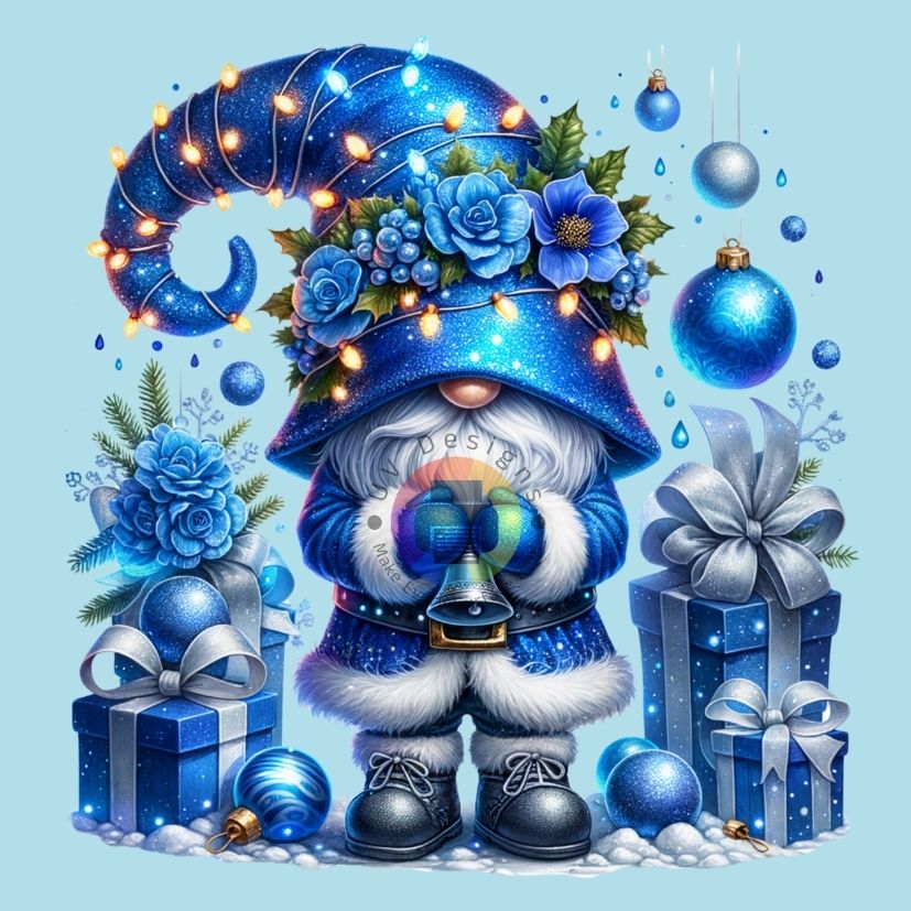 12 cm Blauwe kerst kabouter nr 10