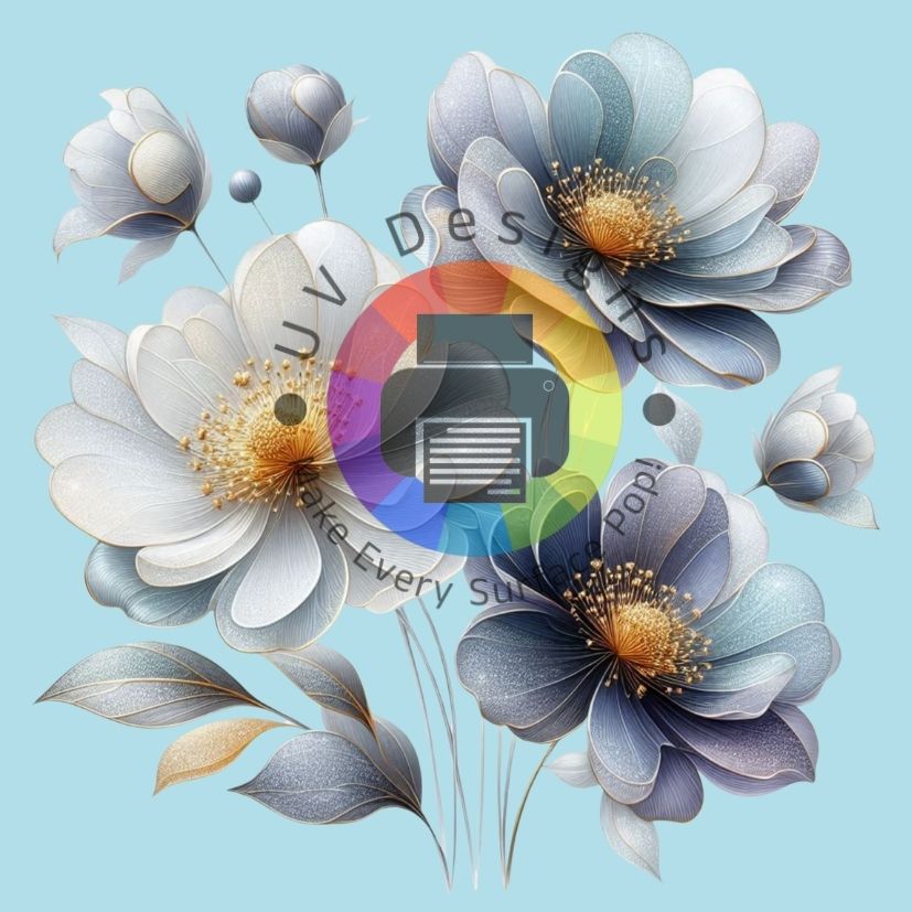 Wit blauwe bloemen nr 3