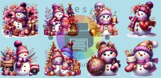 Bonhommes de neige roses 16 oz