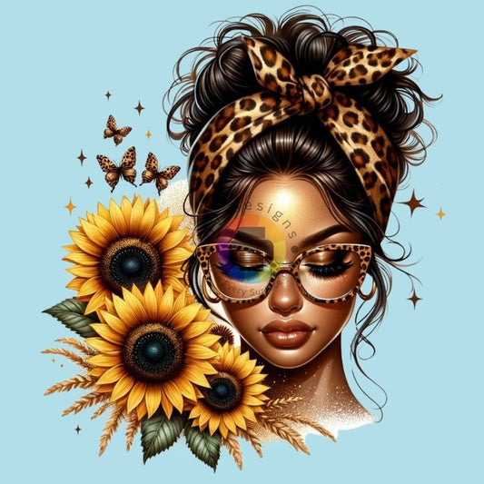 12 cm Woman with Sunflowers and Butterflies