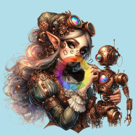12 cm Steampunk elf met robot nr 2