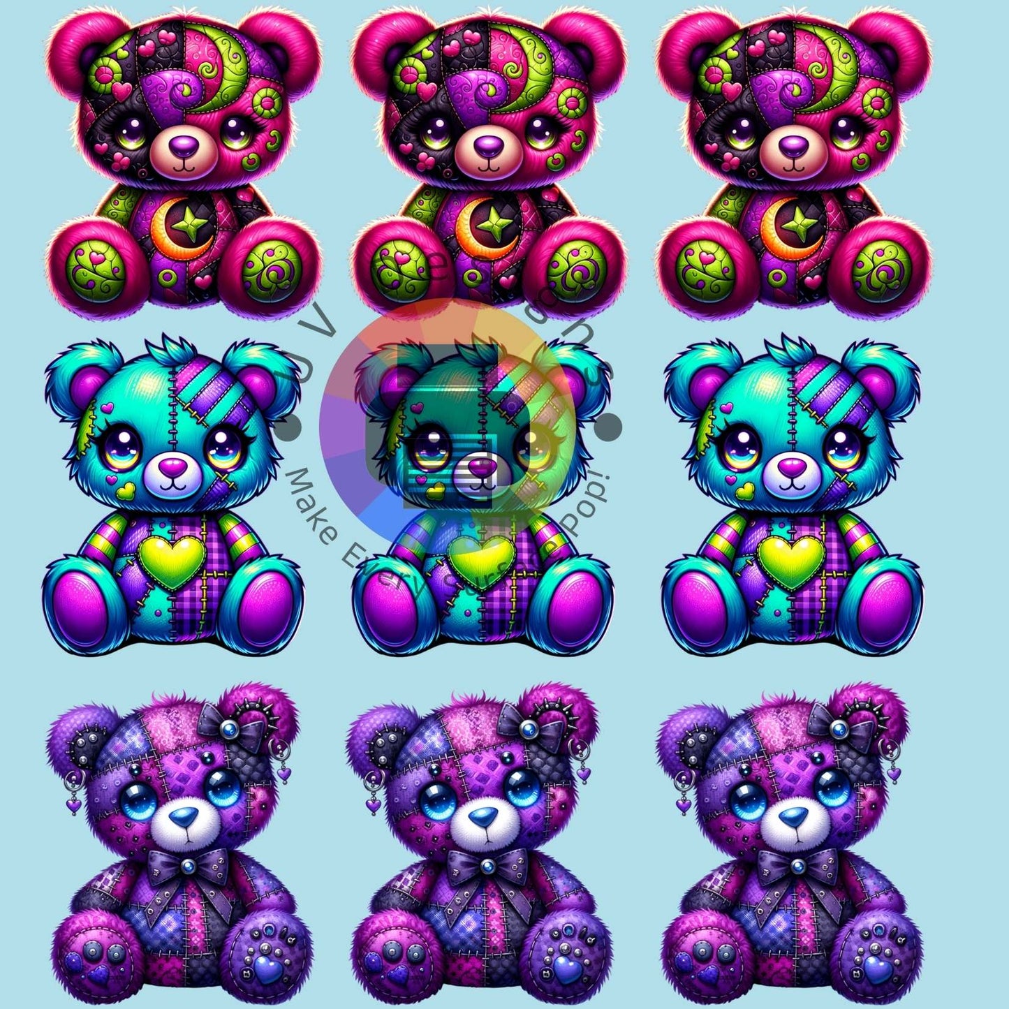 4 cm Gothic teddy bears nr 1