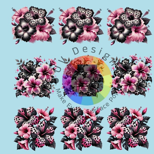 4 cm Leopard - roze hibiscus