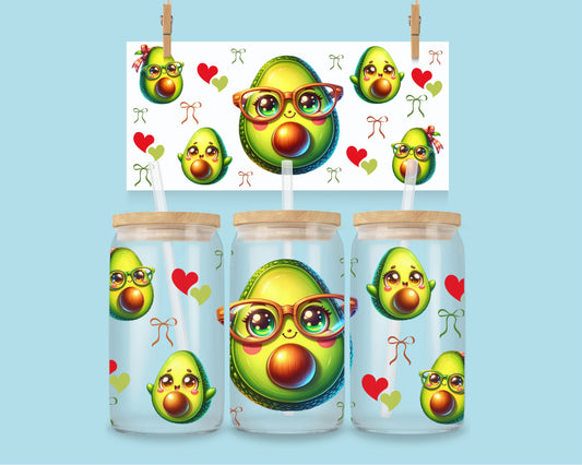 16oz Avocado met bril - kawaii