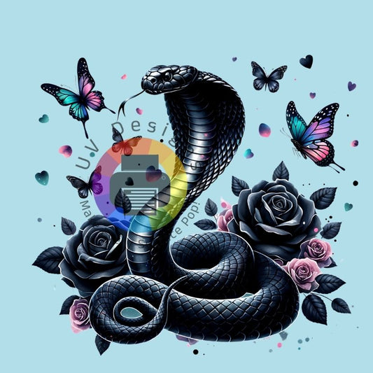 Zwarte cobra - vlinders en rozen