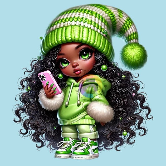 12cm Chibi Afro Girl with Cell Phone #1