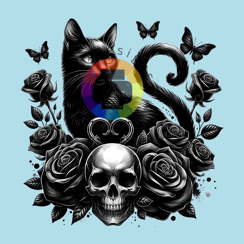 Zwarte kat en skull