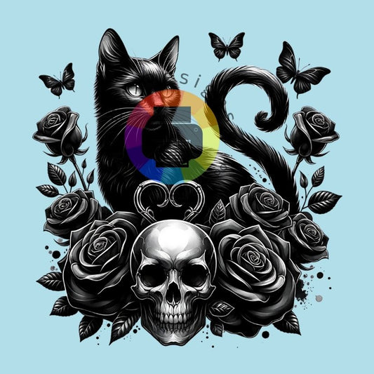 Zwarte kat en skull