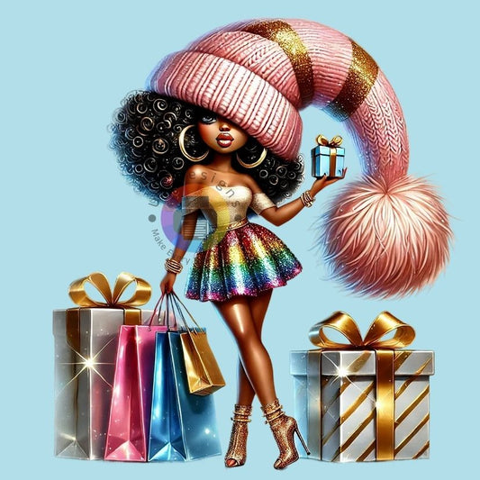 12 cm Afro gnome with gifts