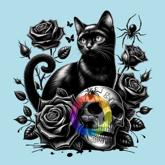 Zwarte kat - skull - spin