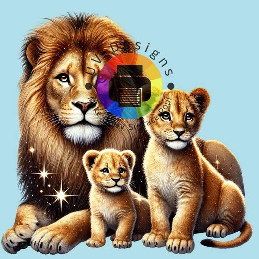 Lion with 2 lion cubs