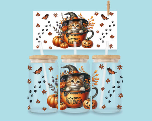 16oz Halloween Kitten in Pumpkin #2 