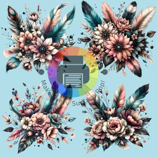 6 cm Bloemen met veren