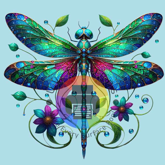 Libellule avec des fleurs n° 6