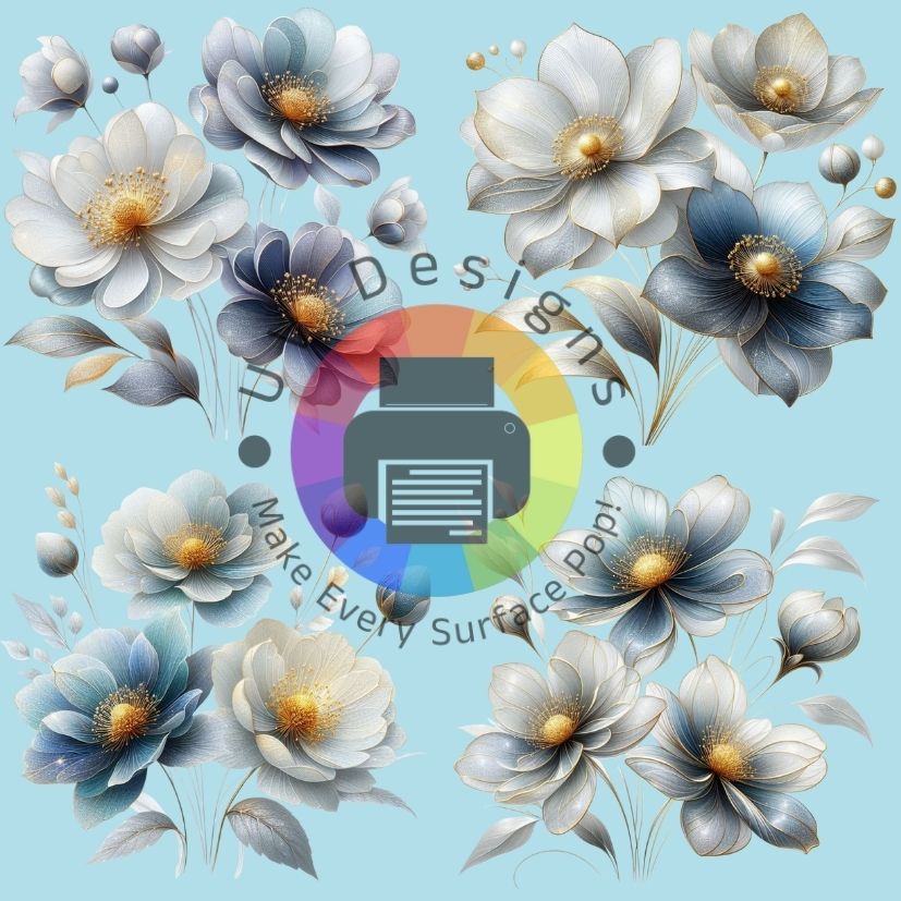 Wit blauwe bloemen nr 5