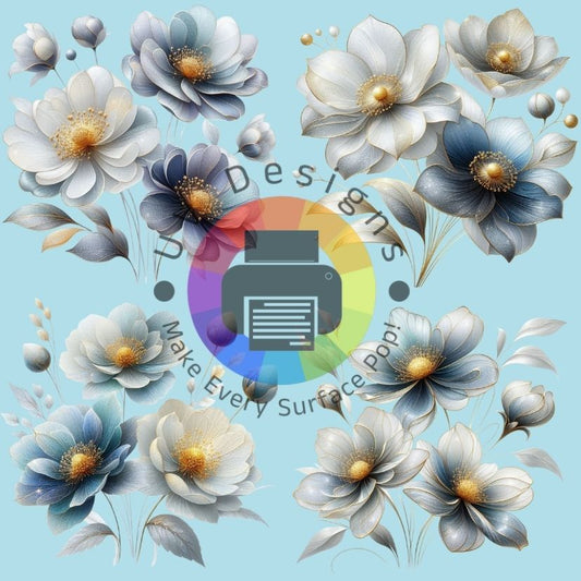 Wit blauwe bloemen nr 5