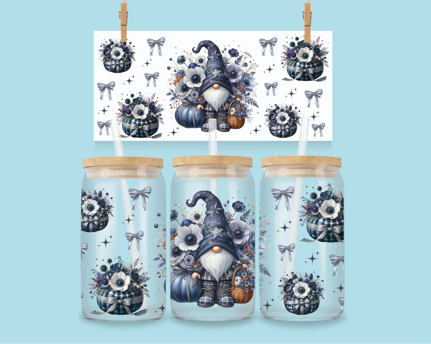 16oz Kabouters met pompoenen - blauw nr 1