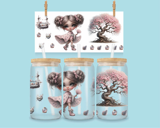 16oz Pink - fairy theme no. 2