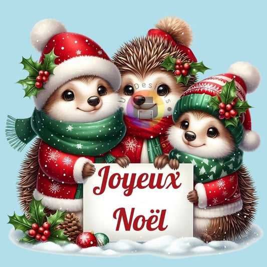 12 cm Merry Christmas hedgehog ENG + FR