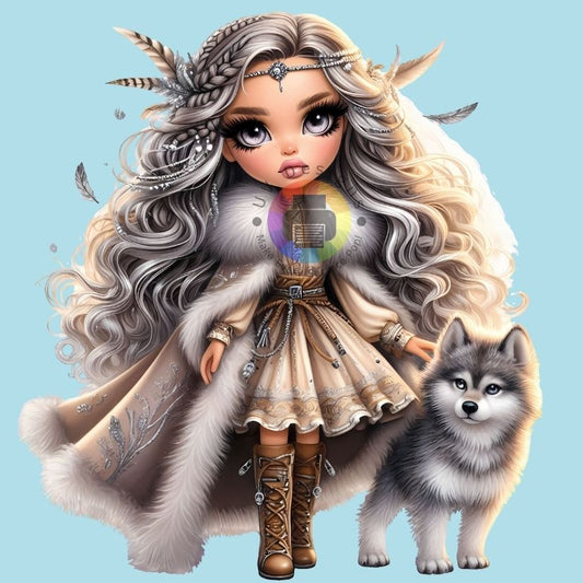 12 cm Meisje met wolf nr 1