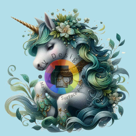 12 cm Groen bloemen unicorn