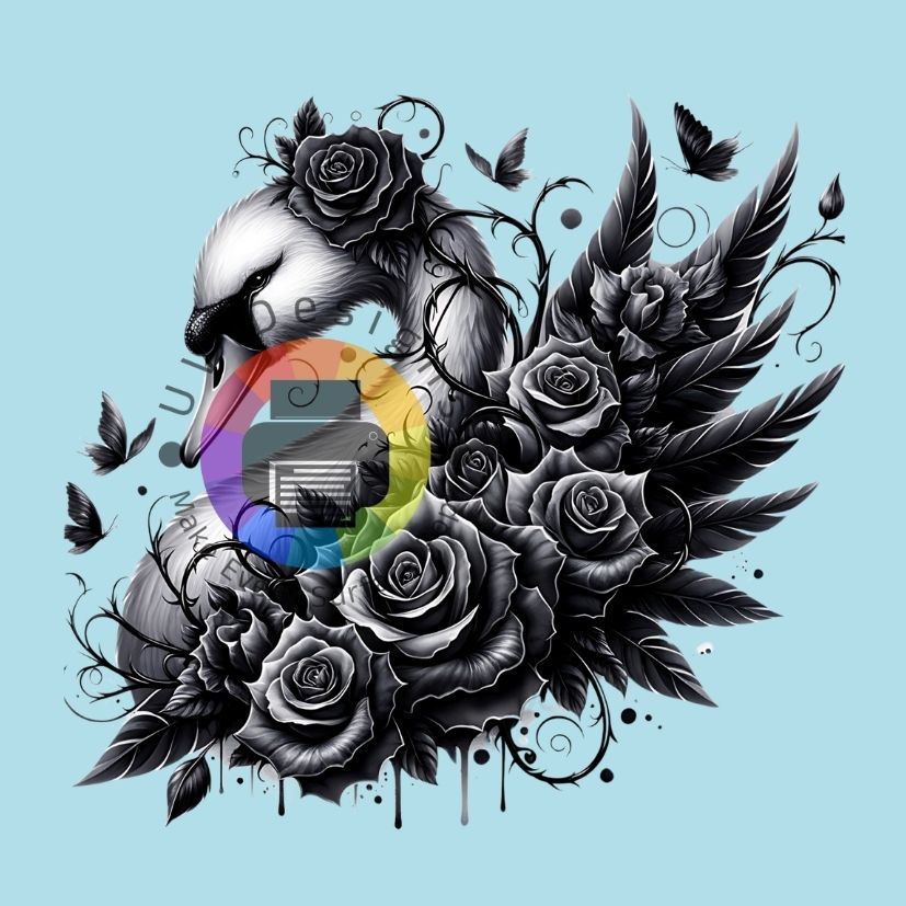 Zwaan - zwarte rozen