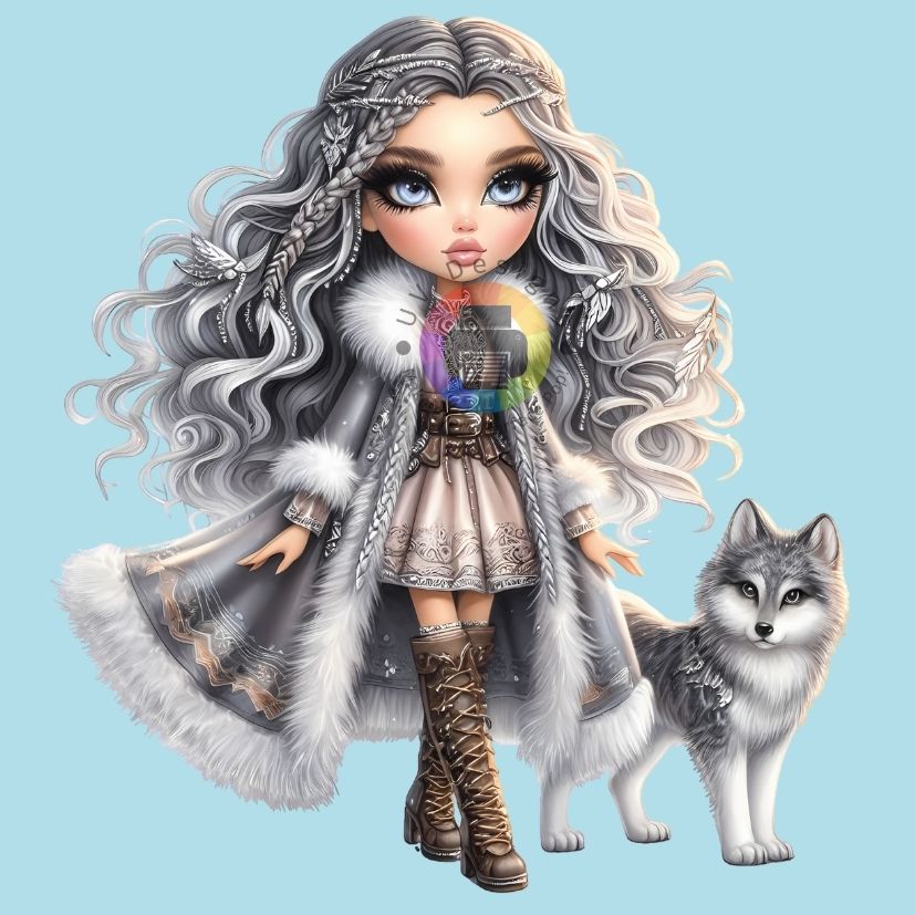 12 cm Meisje met wolf nr 2