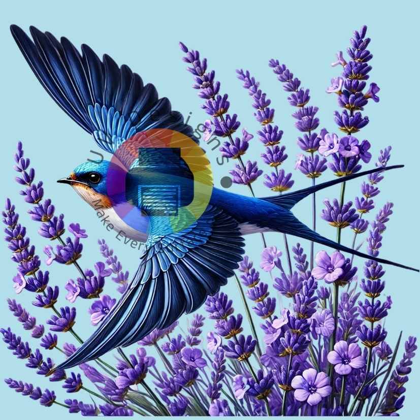 Blue bird with lavender no. 1