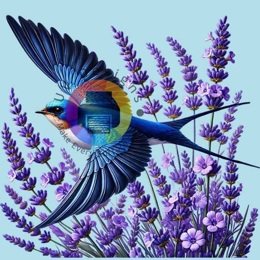 Blue bird with lavender no. 1