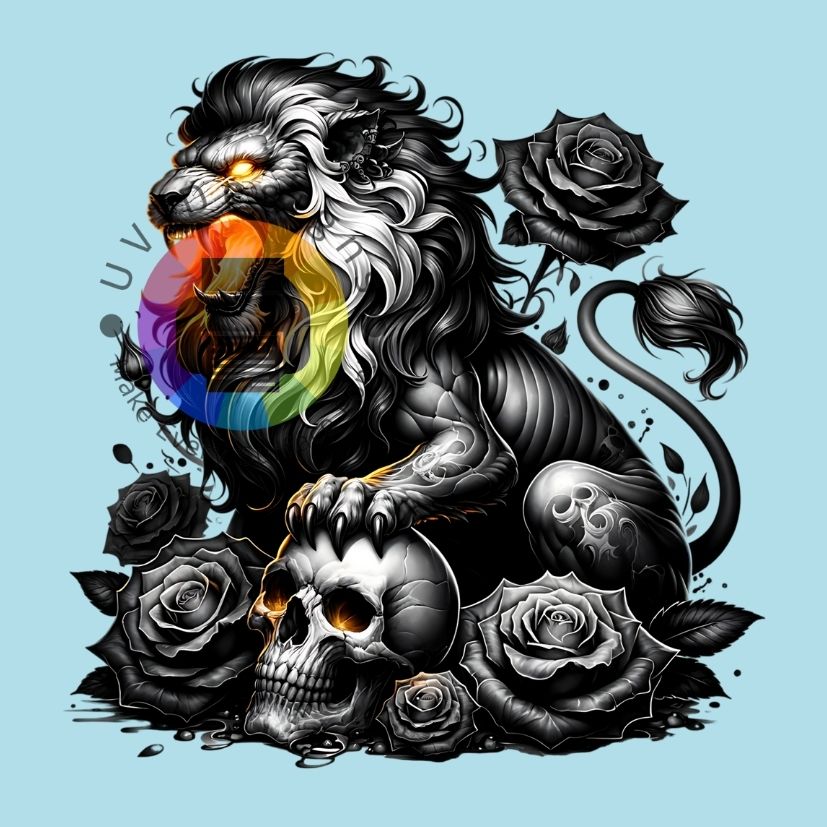 Leeuw - skull - rozen