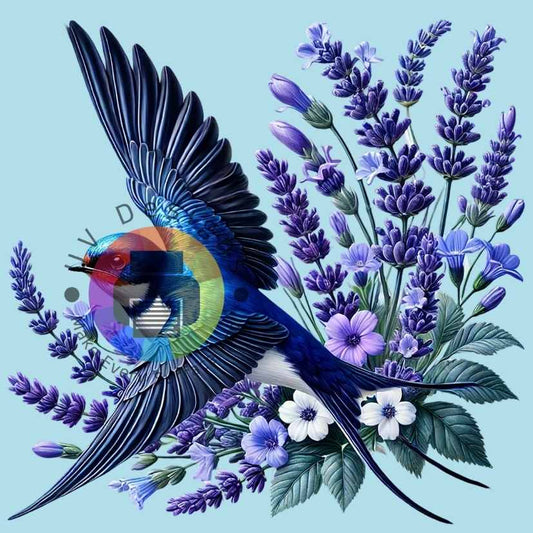 Blue bird with lavender no. 2