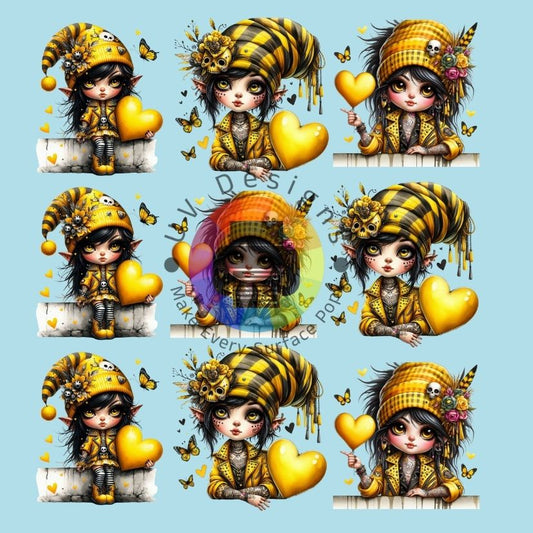 4 cm Gothic gnome girls nr 4