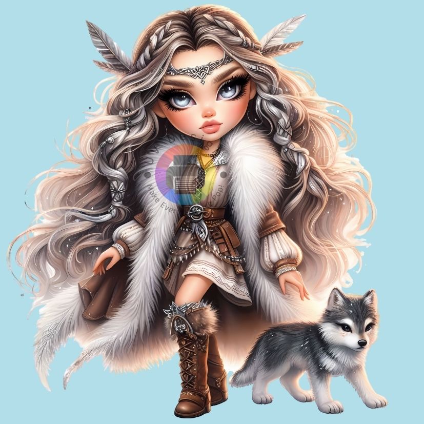 12 cm Meisje met wolf nr 4